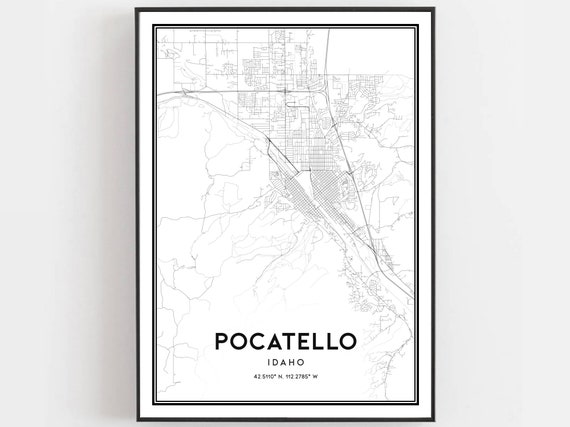 Pocatello Map Print Poster Wall Art Id City Idaho Street Decor Road Gift B1106