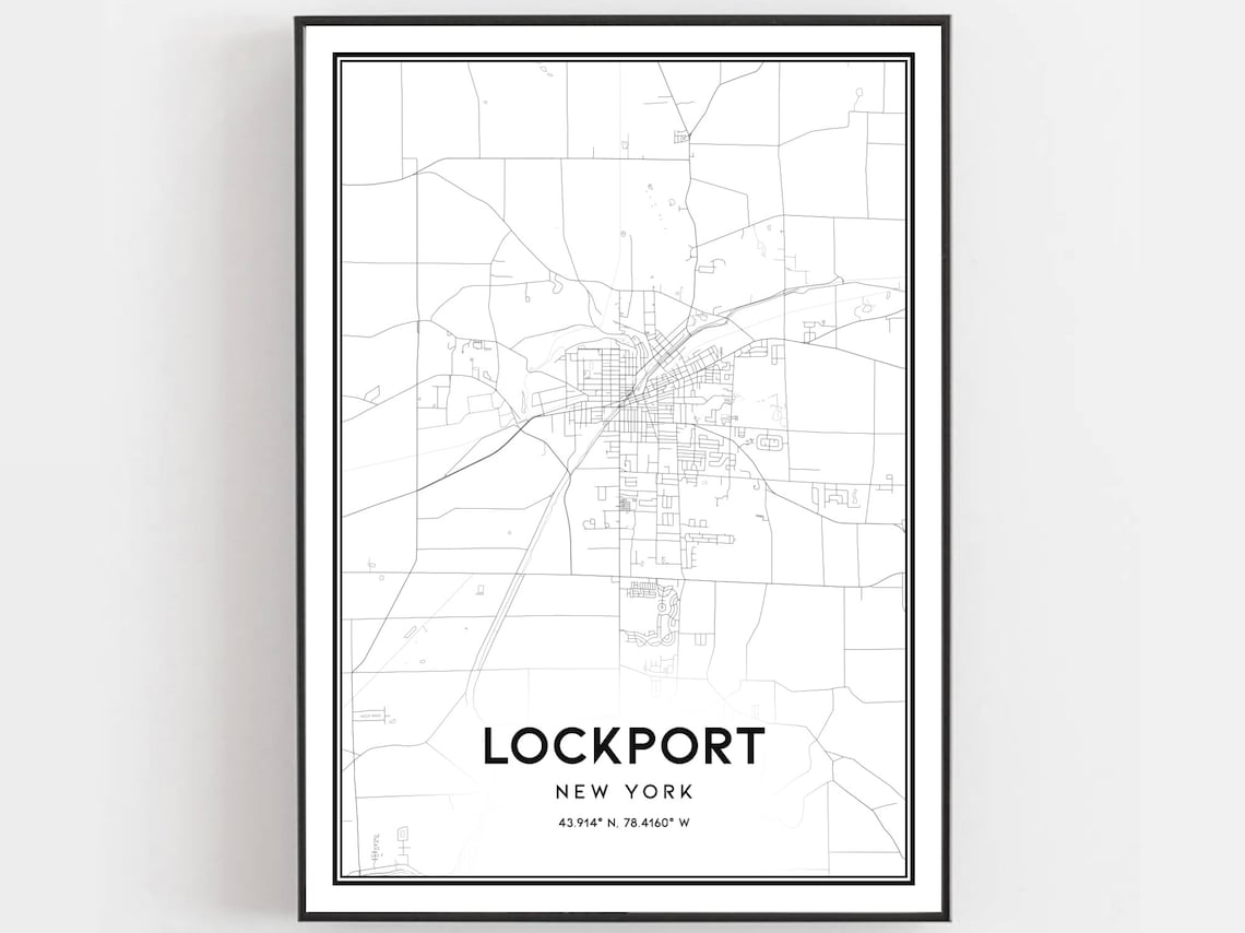 Lockport Map Poster, New York Street Decor
