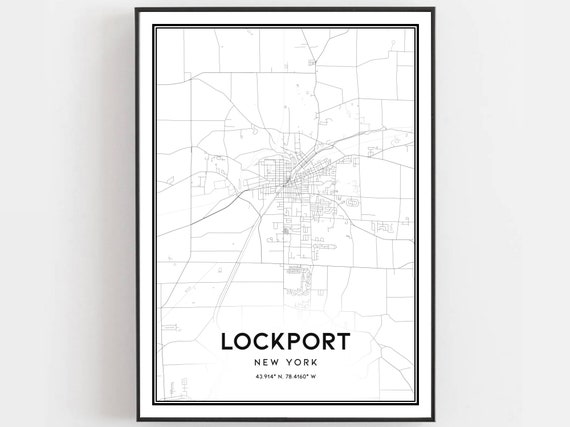 Lockport Map Poster, New York Street Decor