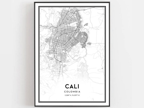 Cali Colombia Map Print, City Street Art