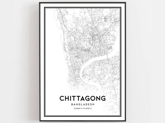 Chittagong Map, City Street Decor Gift
