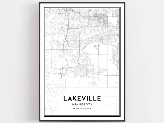 Lakeville Map Print Poster Wall Art Mn City Minnesota Street Decor Road Gift B1212