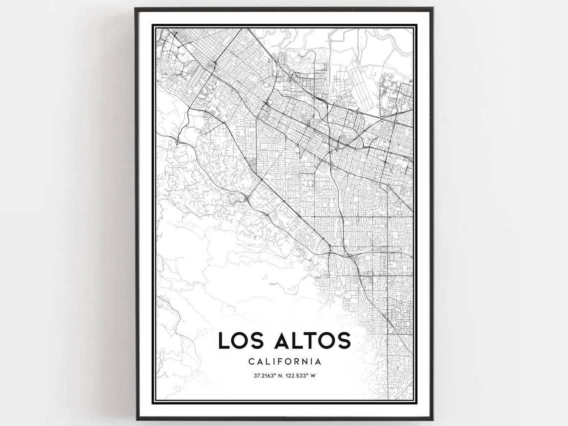 Los Altos California Minimal Black And White City Map Poster