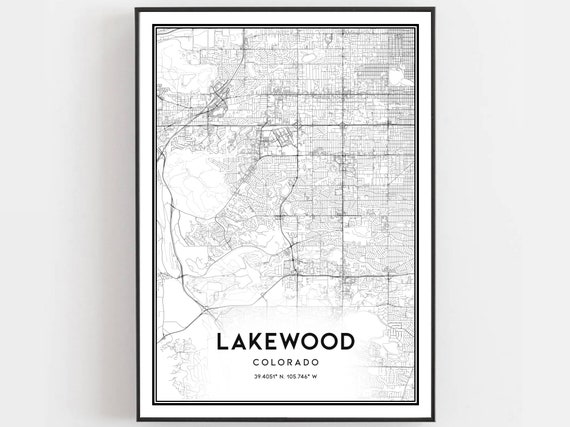 Lakewood Map Print Poster Wall Art Co City Colorado Street Decor Road Gift B687