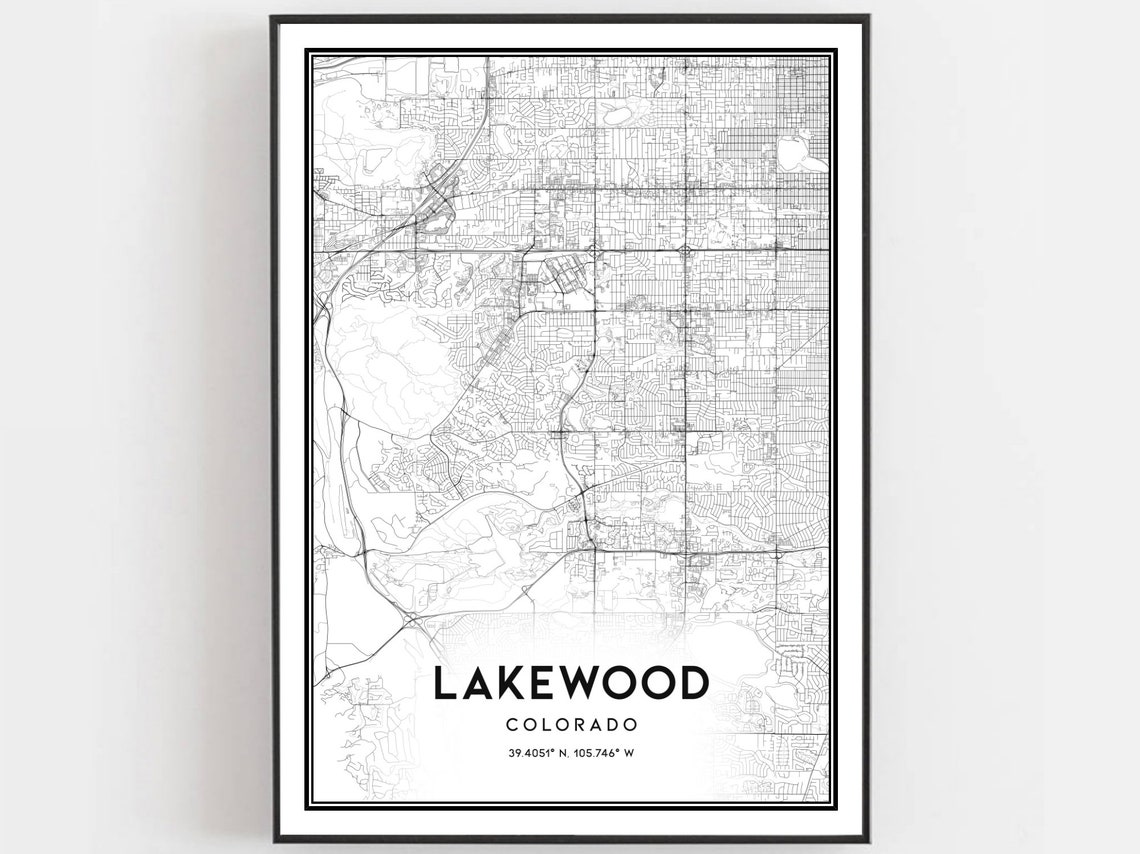 Lakewood Colorado Minimalist City Street Map With Coordinates Poster