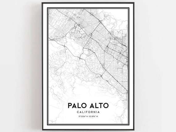 Palo Alto Map Print Poster Wall Art Ca City Street Decor Road Gift B1146