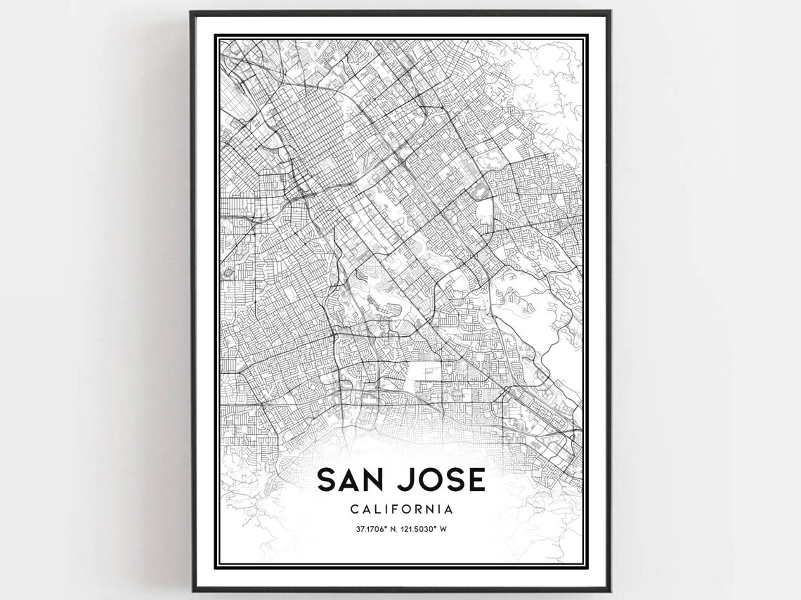San Jose Map Poster, City Street Decor
