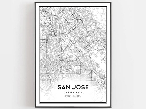 San Jose Map Poster, City Street Decor