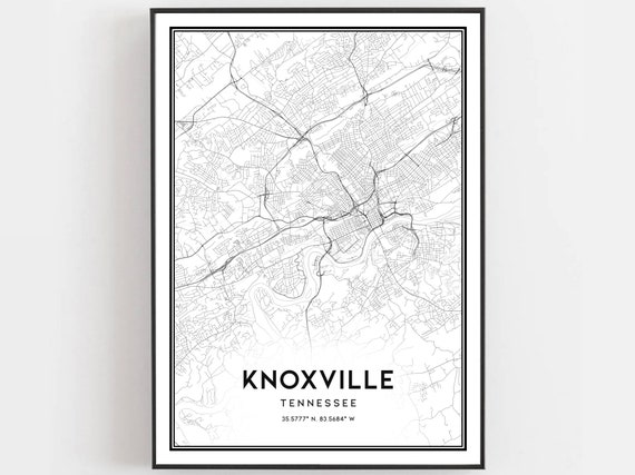 Knoxville Map Poster Print, Tennessee Street Decor
