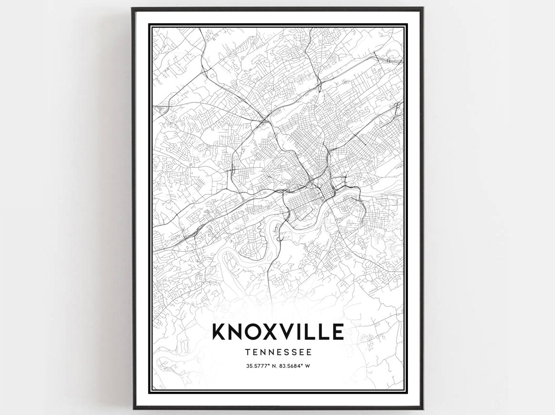 Knoxville Map Poster Print, Tennessee Street Decor