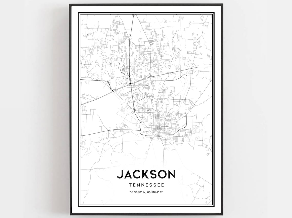 Jackson Map Print Poster, Tennessee Street Decor