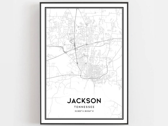 Jackson Map Print Poster, Tennessee Street Decor