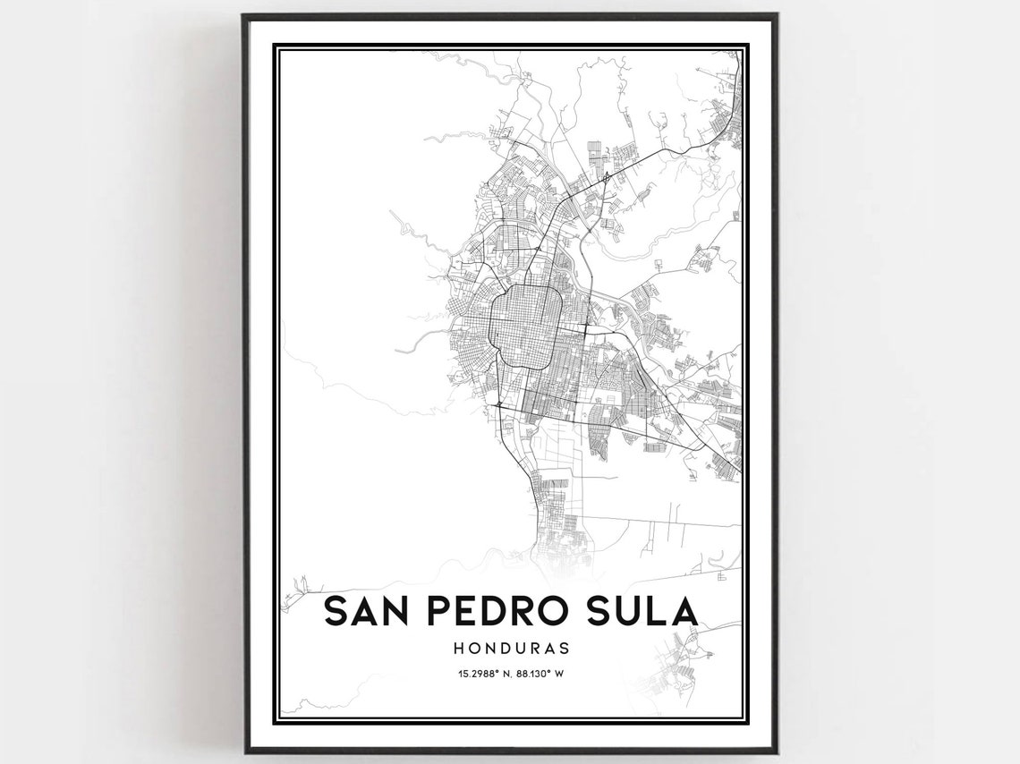San Pedro Sula Honduras Minimalist City Map Street Art Print