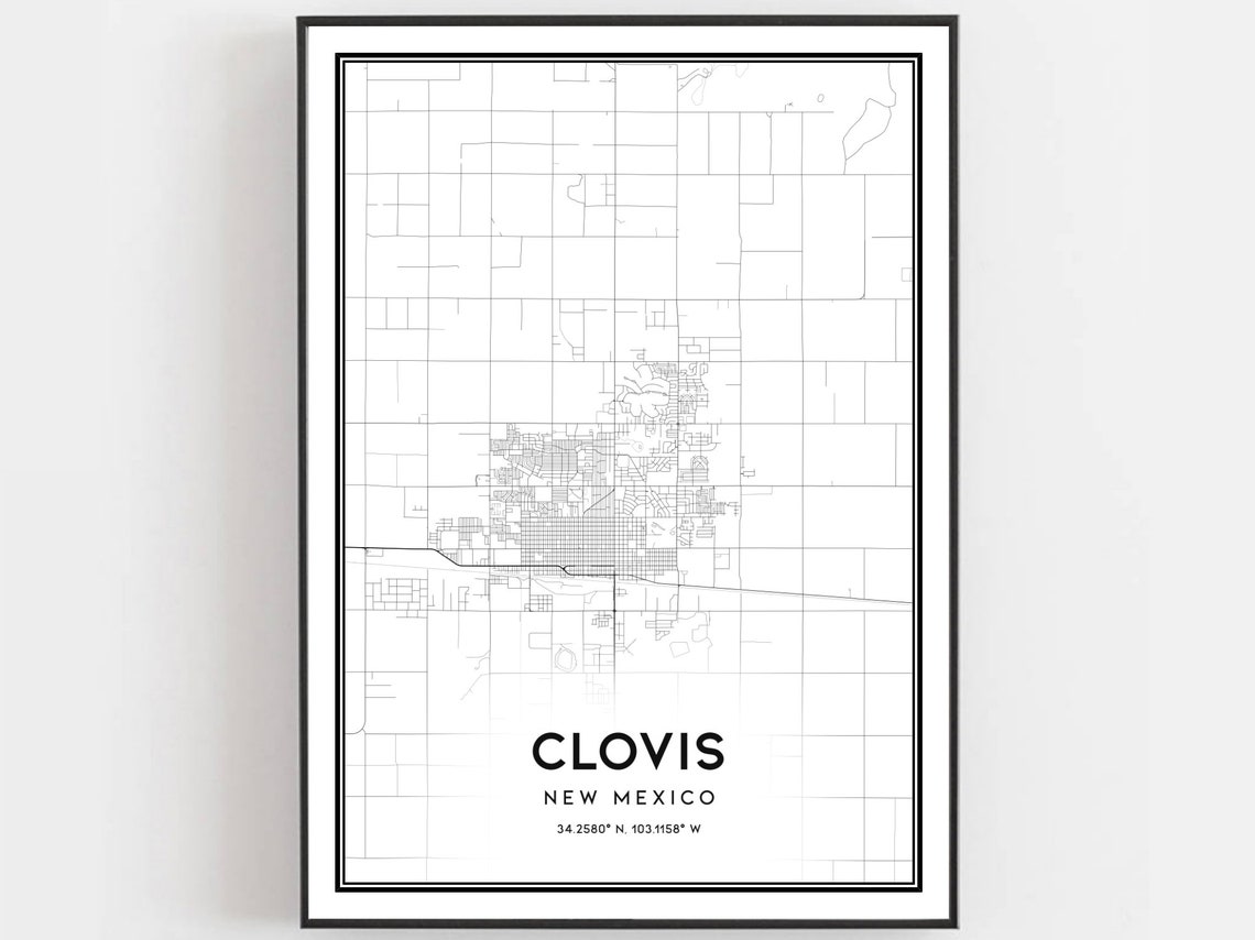 Clovis New Mexico Minimalist Street Map Poster Modern Decor Art