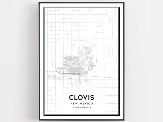 Clovis Map Print Poster Wall Art Nm City New Mexico Street Decor Road Gift B1524