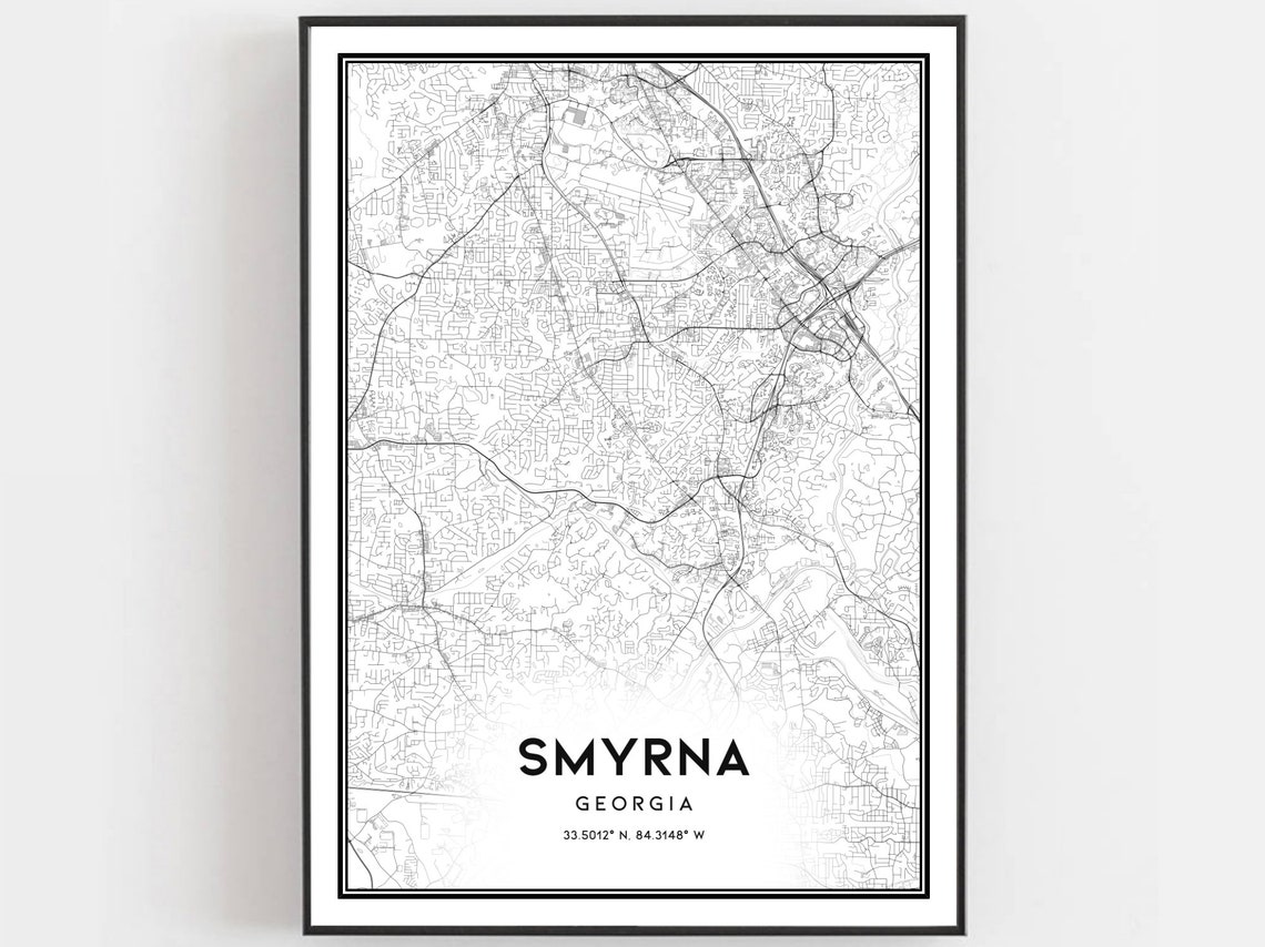 Smyrna Georgia Street Map Minimalist Black and White City Poster