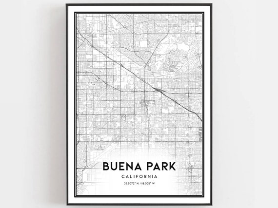 Buena Park Map Poster, City Street Decor