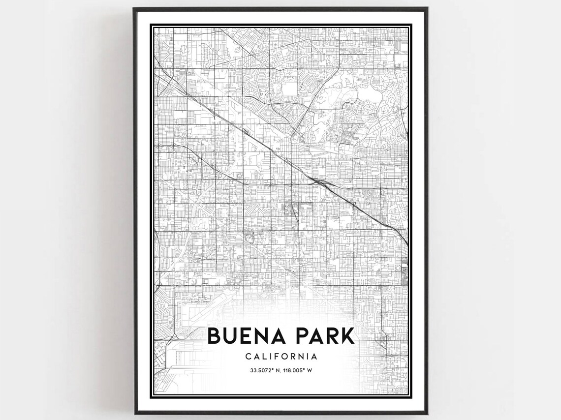 Buena Park Map Poster, City Street Decor