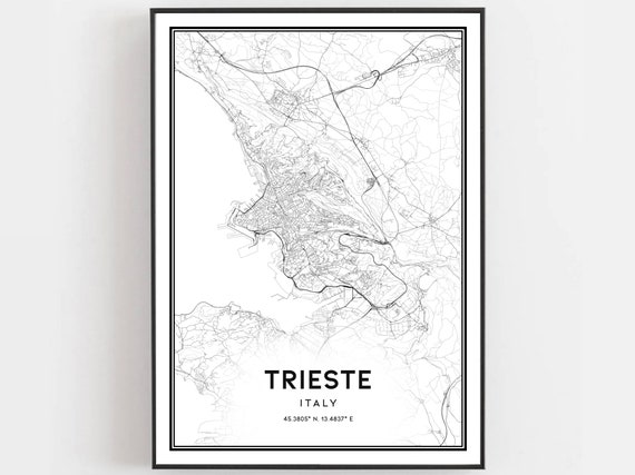 Trieste Map Poster Print, City Street Decor