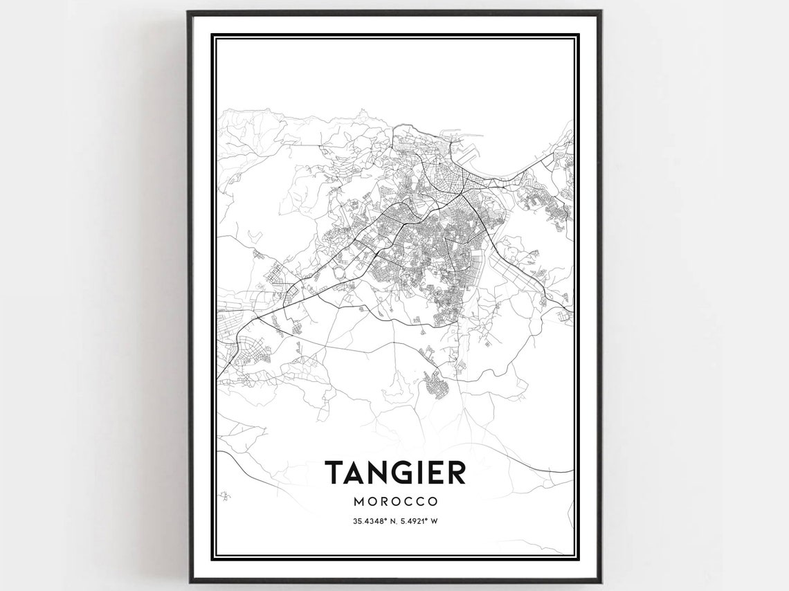 Tangier Morocco City Street Map Line Art Modern Home Decor Poster