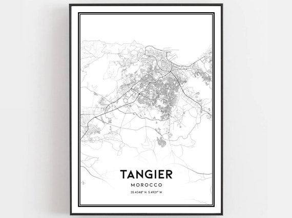 Tangier Map Print Poster Wall Art City Street Decor Road Gift B1610