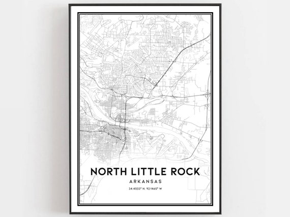 North Little Rock Map Print, Arkansas Travel Poster