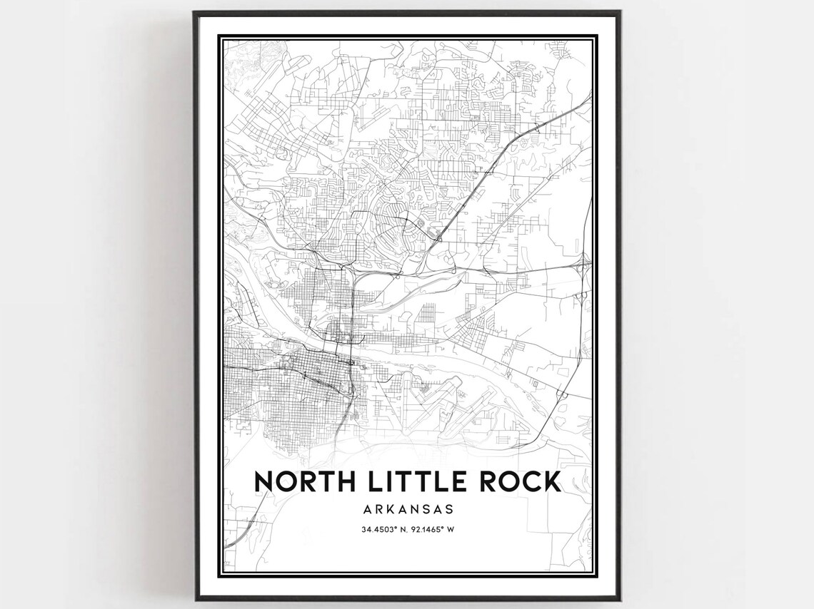 North Little Rock Map Print, Arkansas Travel Poster