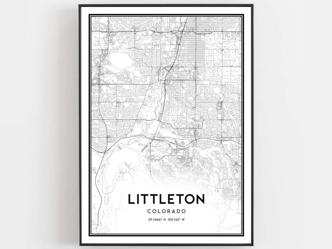 Littleton Colorado Map Art Print, City Street Art