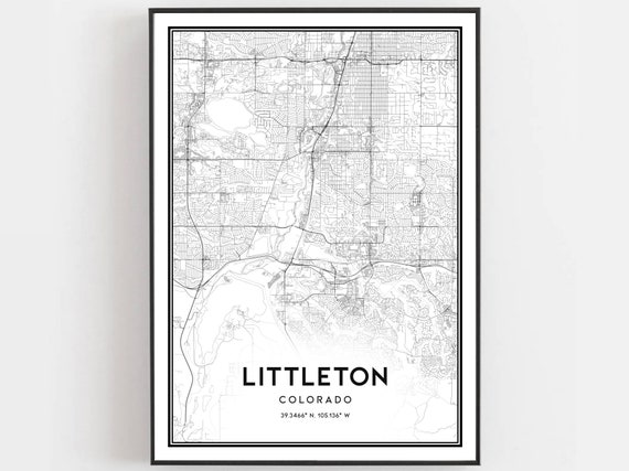 Littleton Colorado Map Art Print, City Street Art