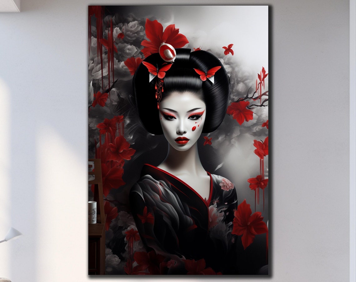 Geisha Wall Art Tempered Glass Wall Art Japanese Wall Art Woman Wall Art Housewarming Gifts Home Decor Geisha Wall Decor Japanese Glass Art