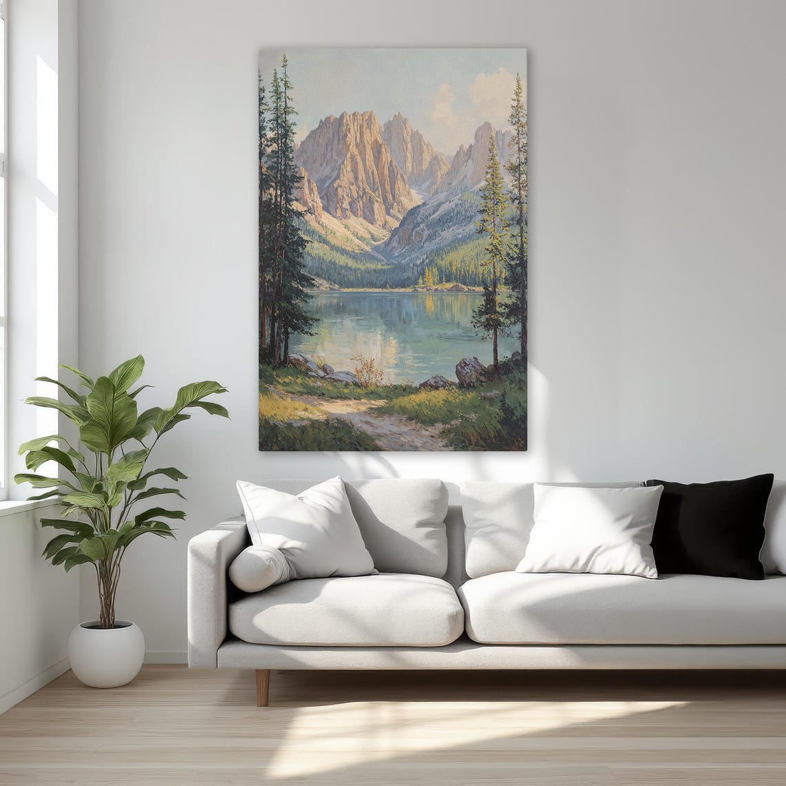 Serene Mountain Lake Wilderness Tranquil Nature Landscape Art Poster