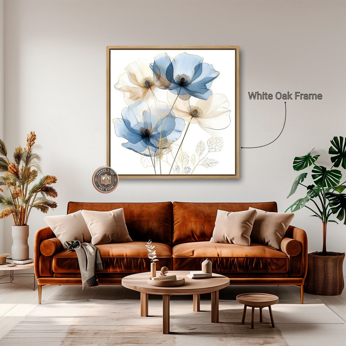 Translucent Blue Beige Flowers Abstract Petals Minimal Art Poster - Image 4