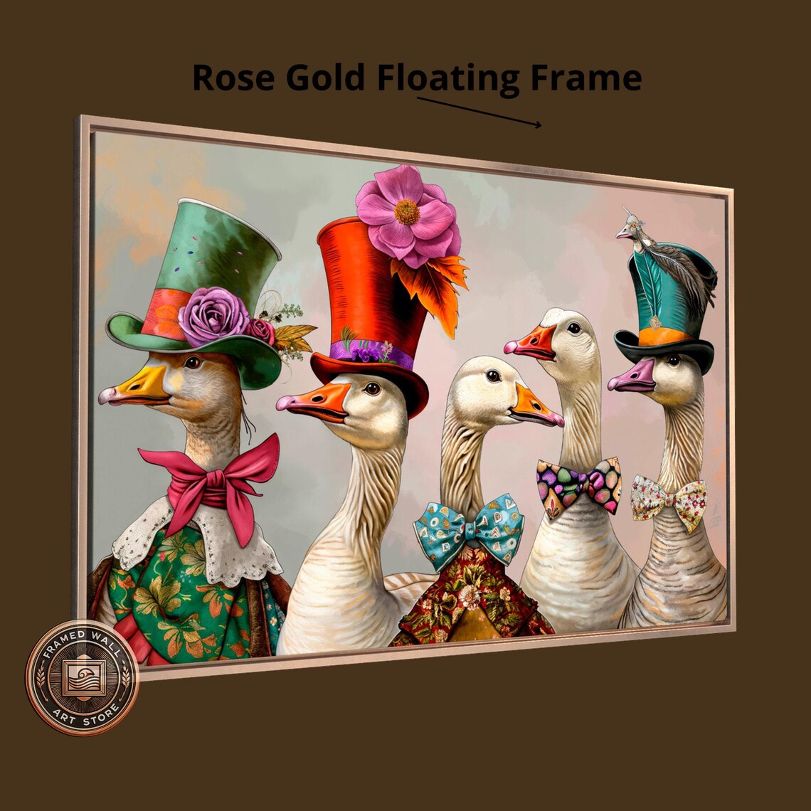 Victorian Geese In Hats, Whimsical Bird Art Print - Image 2