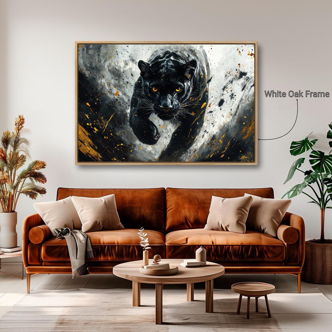 Fierce Black Panther Golden Splash Eyes Modern Big Cat Art Poster - Image 2