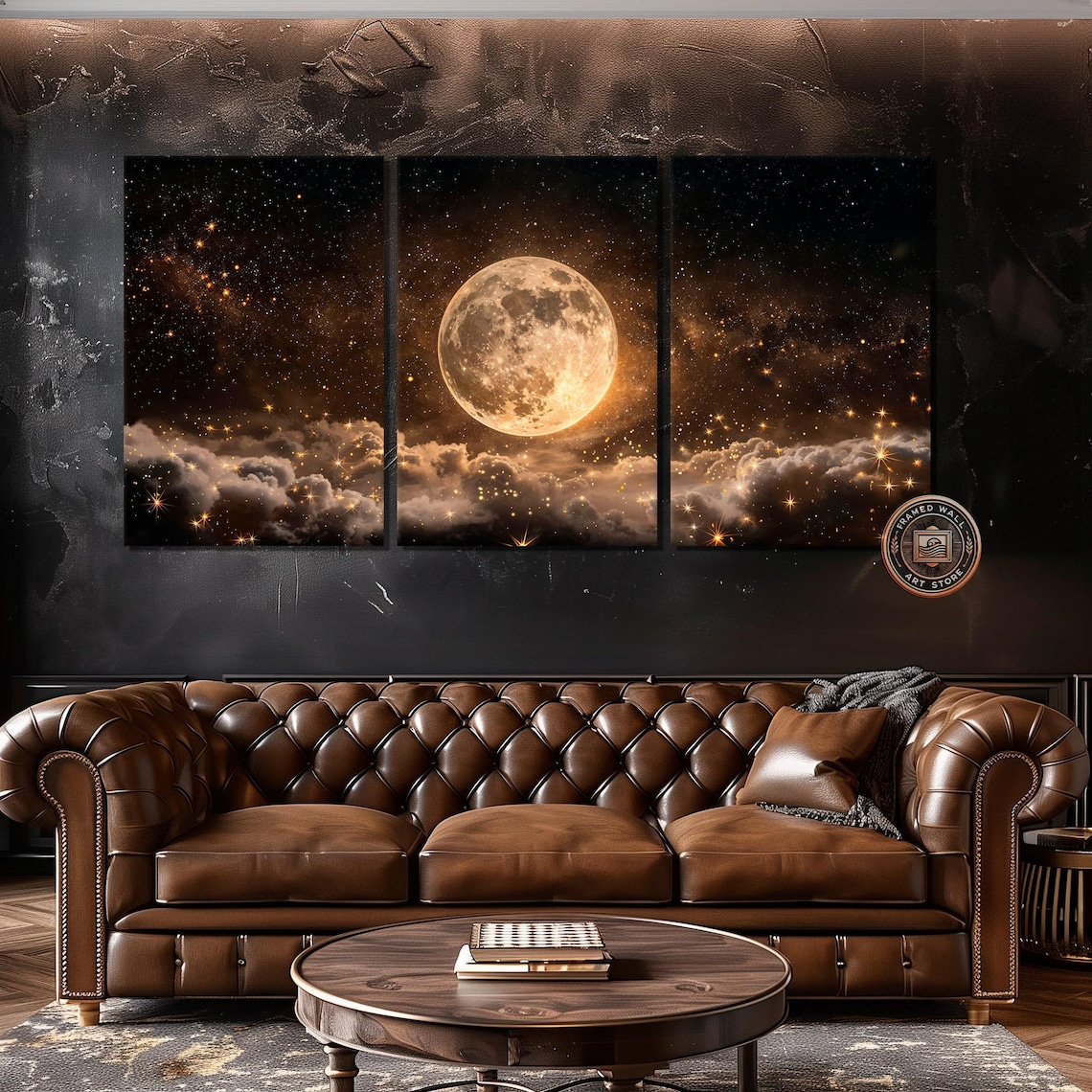Full Moon in Starry Night Sky Celestial Poster Print - Image 5