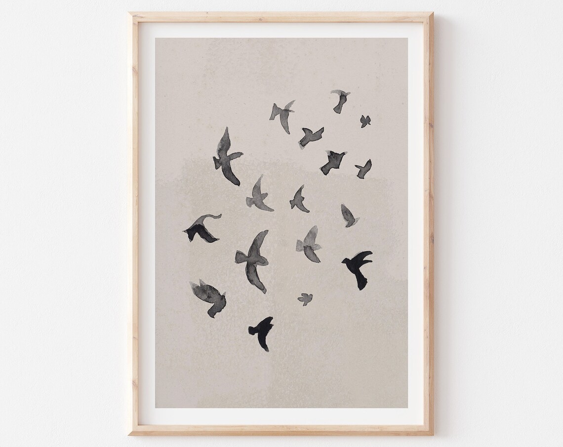 Birds Minimalist Abstract Poster, Flock of Print