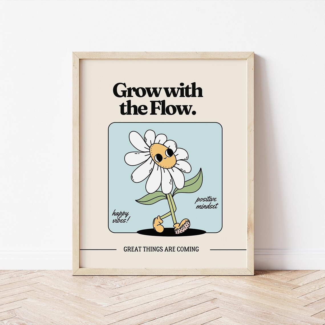 Retro Mascot Grow With The Flow Motivational Poster