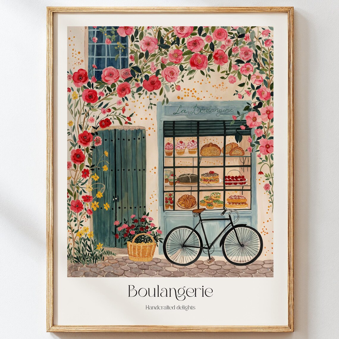French Boulangerie Watercolor Art Print, Paris Cafe