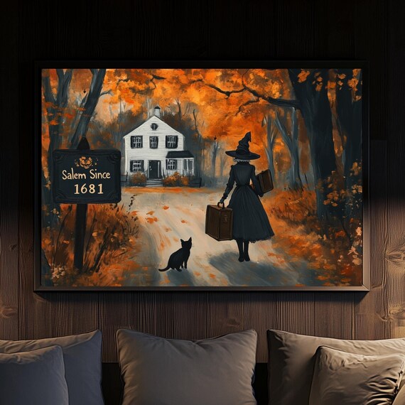 Salem Witch Since 1681 On Autumn Journey With Black Cat Poster