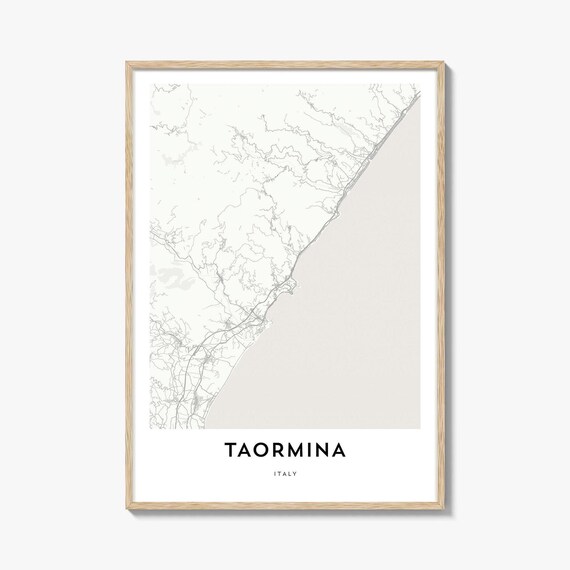 Taormina Italy Minimalist City Map Coastal Line Art Travel Poster