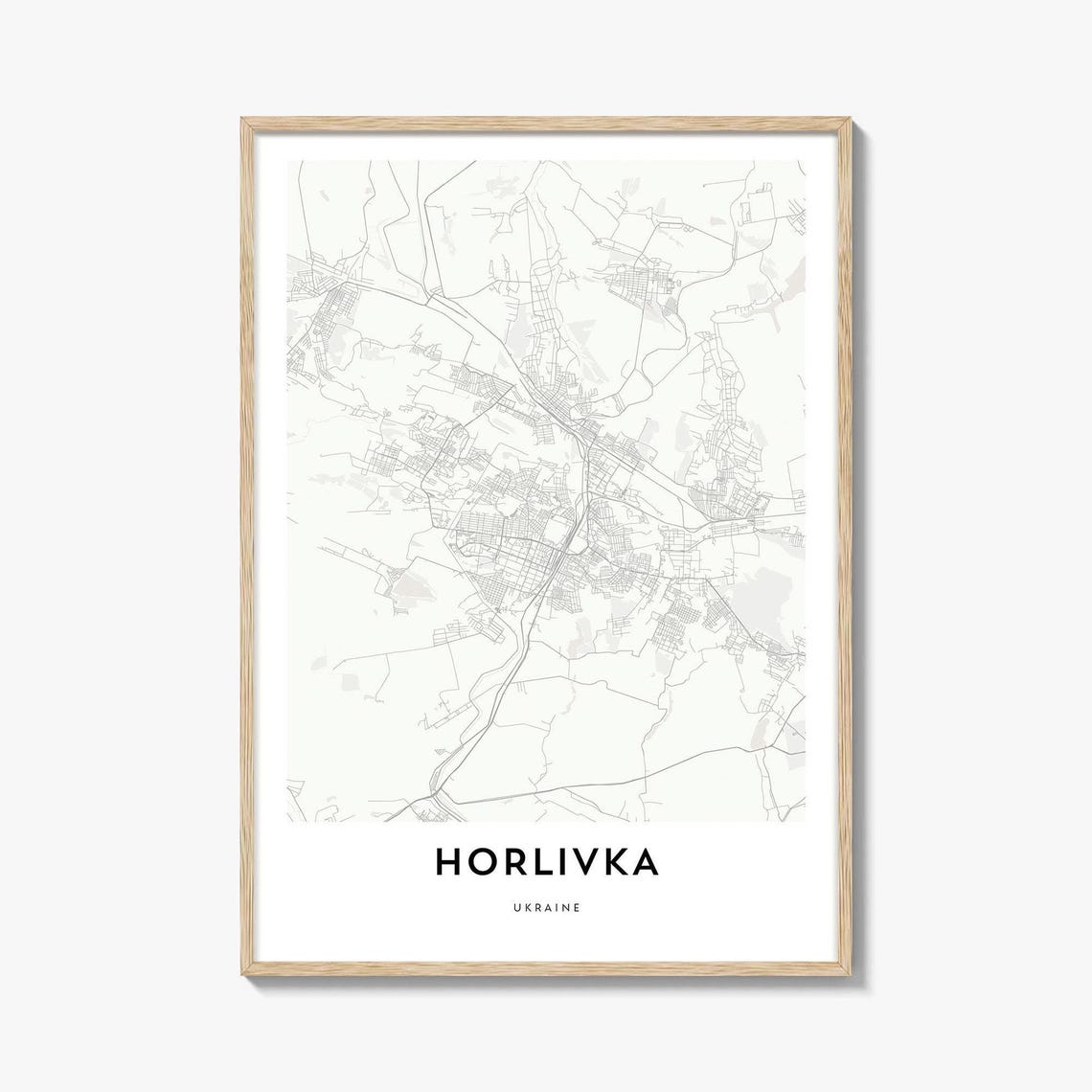 Horlivka Ukraine Minimalist City Street Map Wall Decor Poster
