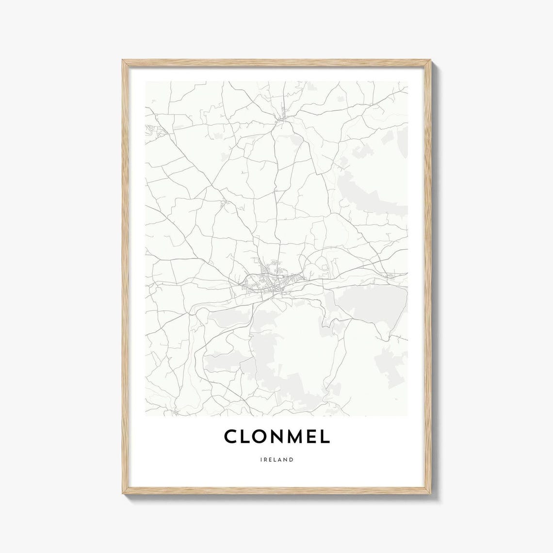 Clonmel Ireland Minimalist City Street Map Line Art Poster Decor
