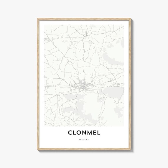 Clonmel Ireland Minimalist City Street Map Line Art Poster Decor