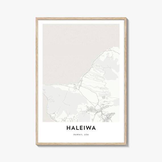 Haleiwa Hawaii Usa Minimal Coastal Town Map North Shore Art Print