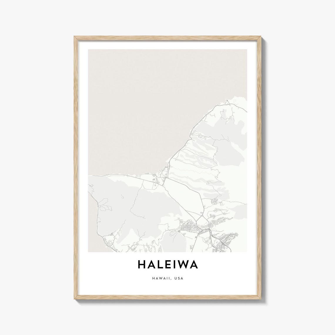 Haleiwa Hawaii Usa Minimal Coastal Town Map North Shore Art Print