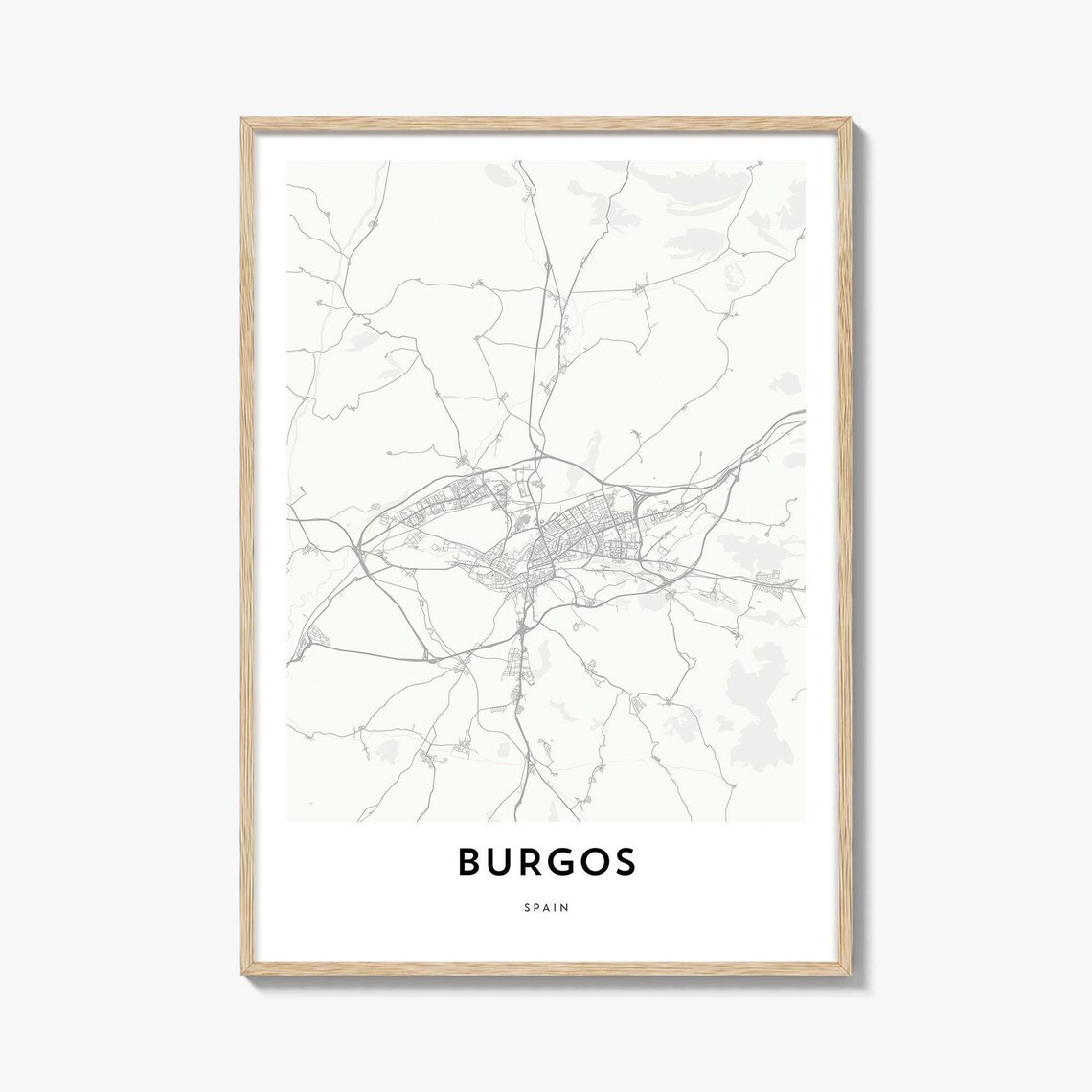 Burgos Spain Minimalist Historic Old Town City Map Line Art Poster