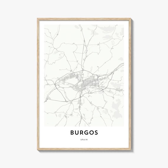 Burgos Spain Minimalist Historic Old Town City Map Line Art Poster