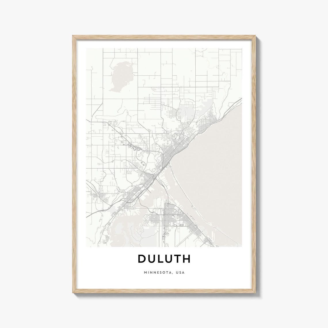 Duluth Minnesota Minimalist City Street Map Line Art Decor Poster