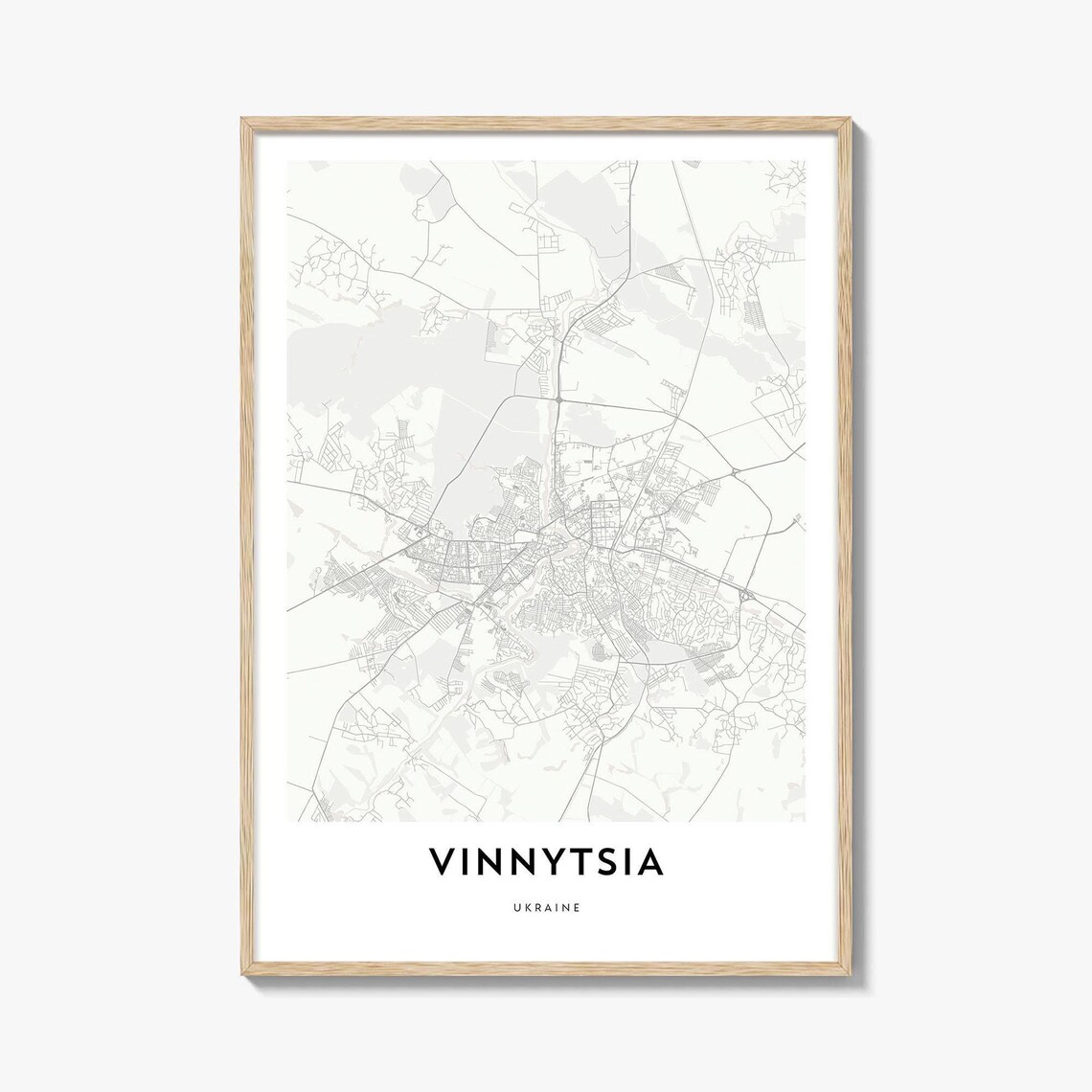 Vinnytsia Ukraine Detailed Minimalist City Street Map Travel Poster