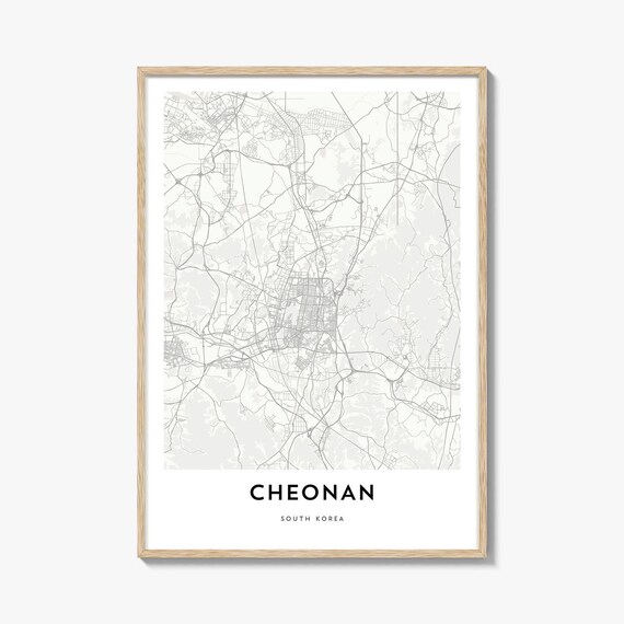 Cheonan South Korea Minimalist City Map Line Art Travel Poster